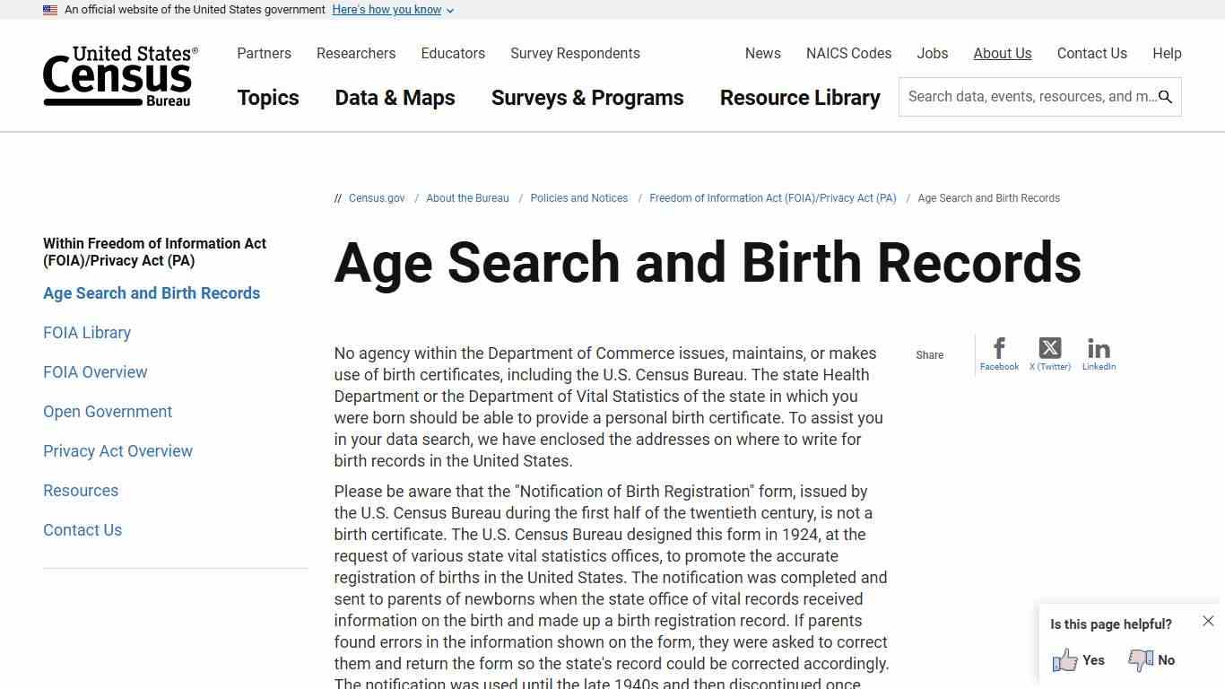 Age Search and Birth Records