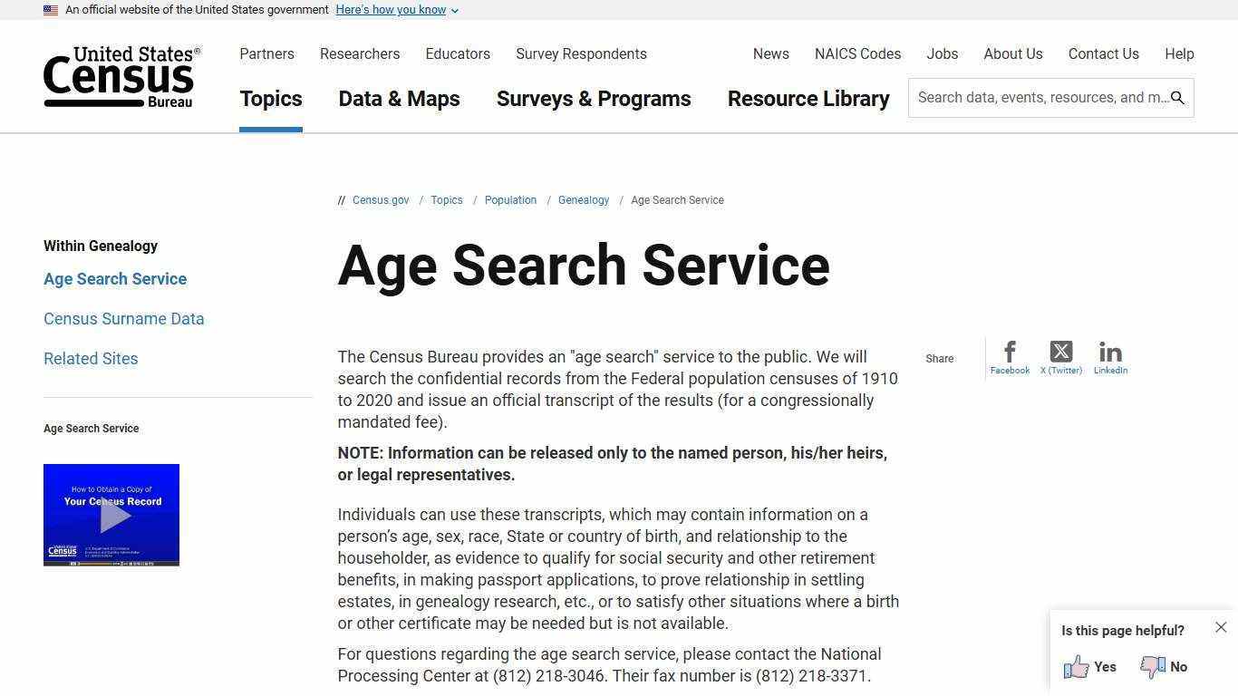 Age Search Service